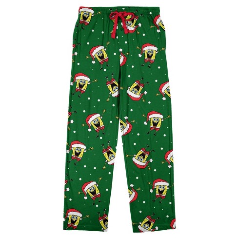 Spongebob Squarepants Santa Spongebob Men’s Green Sleep Pajama Pants - image 1 of 2