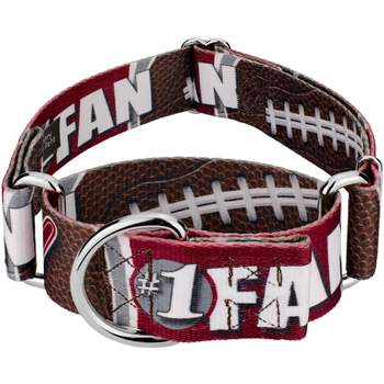 Country Brook Petz 1 1/2 Inch Crimson and White Football Fan Martingale Dog Collar Limited Edition
