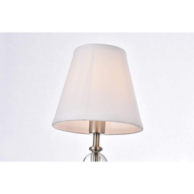 Bethany 2-Light Satin Nickel and White Fabric Wall Sconce