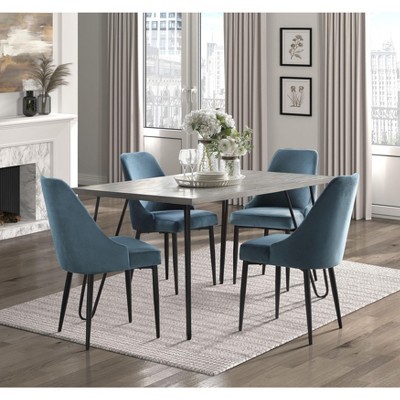 NicBex Dining Table 60" Modern Rectangular Wooden Tabletop Black Metal Legs for Dining Room