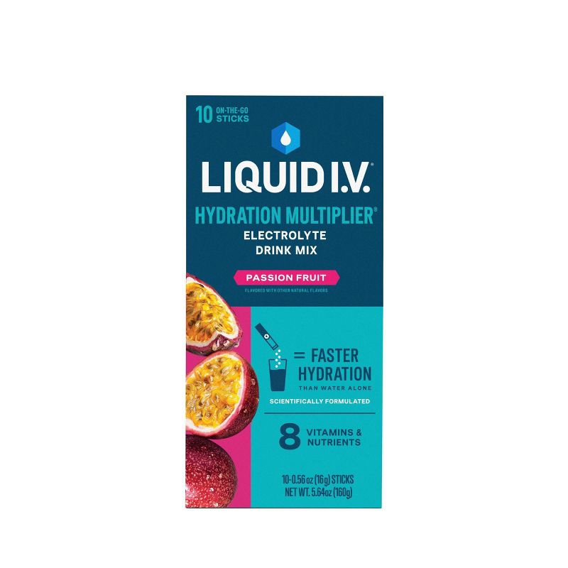 Liquid I.V. Hydration Multiplier Vegan Powder Electrolyte Supplements - Passion Fruit - 0.56oz each/10ct, 3 of 10