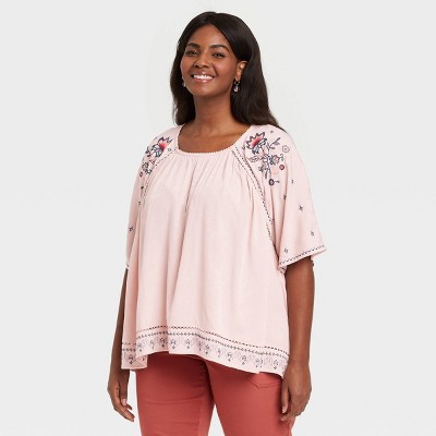 plus size short sleeve peasant tops