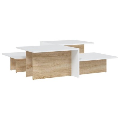 vidaXL Coffee Tables, Set of 2, Sonoma Oak and White Engineered Wood