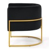Velvet Accent Chair With Cushion, Golden Metal Stand, Curve Backrest Upholstered Vanity Chair, Home Leisure Chair - 3 of 4
