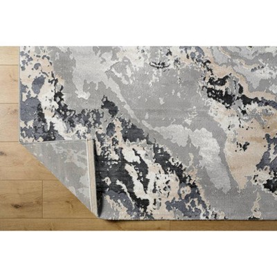 Katerina Light Gray Abstract Stain-Resistant Synthetic Area Rug 5'3" x 7'