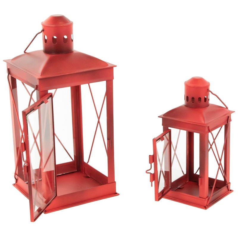 Northlight Set of 2 Antique Red Mission Style Candle Lanterns 12.25", 2 of 4