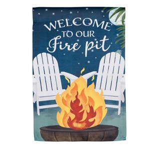 Welcome to Our Fire Pit Garden Suede Flag - 1 of 4