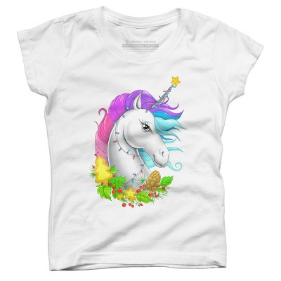 Girl's Design By Humans Christmas unicorn By NikKor T-Shirt