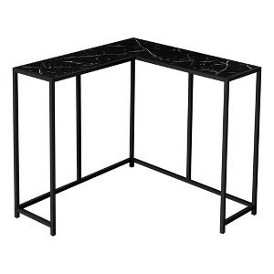 Monarch Specialties Accent Table Console Entryway Narrow Corner Living Room Bedroom Black Marble Look Laminate Black Metal Contemporary Modern - 1 of 4