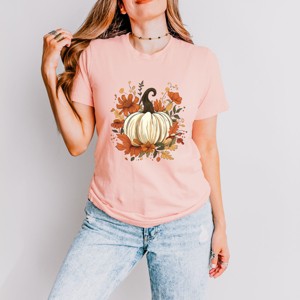 Simply Sage Market Fall Pumpkin Floral Short Sleeve Tee - 1 of 4