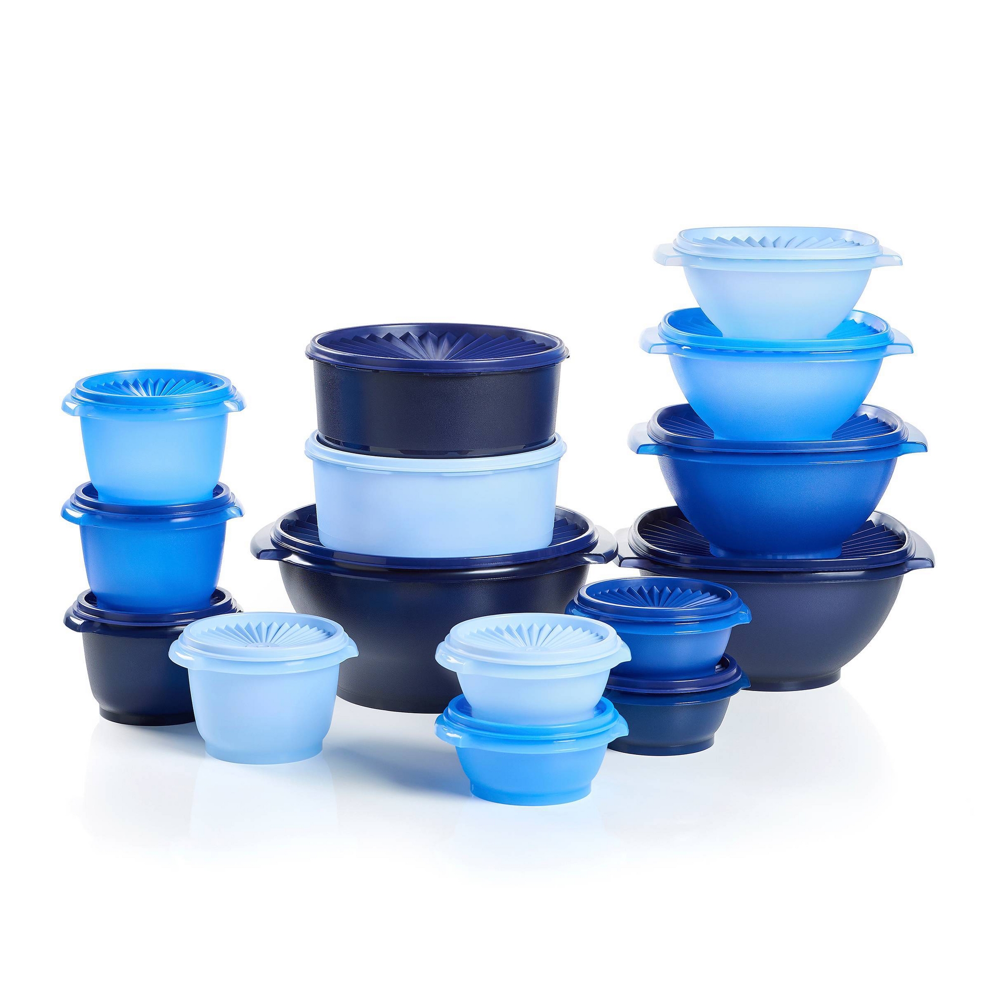 Tupperware 30pc (set of 15) Heritage Food Storage Container Set Blue: Stackable, Airtight, Dishwasher-Safe