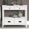 Farmhouse Pine Wood Console Table with 4 Drawers & 1 Storage Shelf for Entryway Living Room Bedroom Hallway Kitchen - 2 of 4