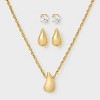 14K Gold Dipped Cubic Zirconia Necklace and Huggie Stud Earring Set 3pc - A New Day™ Gold - 3 of 4
