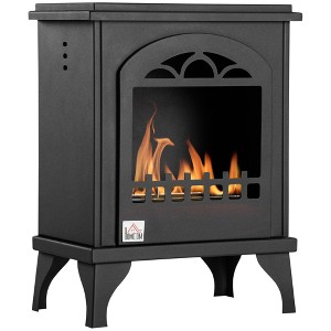 HOMCOM Ethanol Fireplace, 9.75" Freestanding Stove Heater 0.32 Gal Max 470 Sq. Ft., Burns up to 3 Hours, Black - 1 of 4
