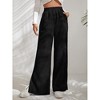 Women's Wide Leg Lounge Corduroy Pants Smocked Waistband Elastic High Waist Casual Fall Straight Leg Pants Loose Fitted Slit Trousers with Pockets - 4 of 4