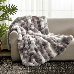 Cozy Bliss Faux Fur Throw Blankets, Plush Fuzzy Soft Thick Bubble Blanket for Sofa, Bedroom, Living Room - 1 of 4