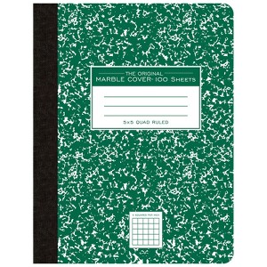 Roaring Spring Paper Products Composition Book, 5x5 Graph, 100 Sheets, 9.75" x 7.5", Green Marble (Pack of 6) - 1 of 1