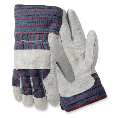 Wells Lamont Palm Safety Glove Large Leather Gray/Blue 847532L