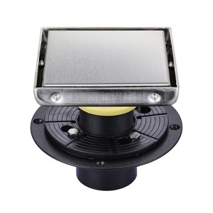 WOWOW Square Shower Drain 6 Inch Floor Drain with Tile Insert Grate 304 Stainless Steel with Hair Strainer - 1 of 4