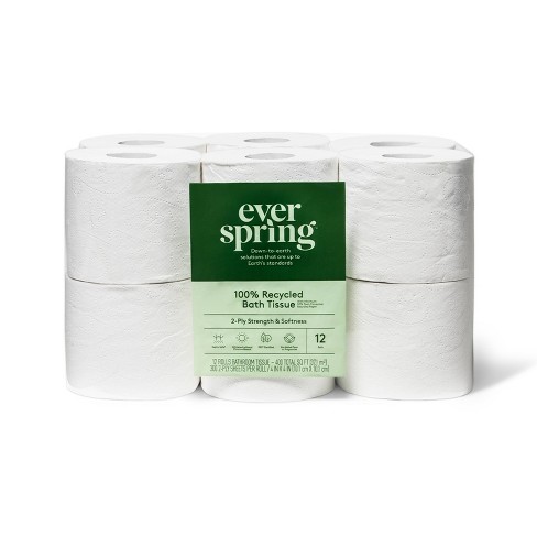 100% Recycled Toilet Paper - 12 Rolls - Everspring™ : Target