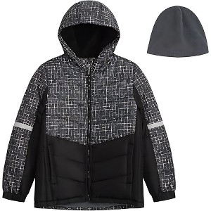 London Fog Boys' Heavyweight Puffer Jacket with Soft-Lined Hood and Fleece Beanie - 1 of 4