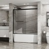 MAYEERTY Double Sliding Bathtub Shower Door Aluminum Framed Shower Door for Tub with Tempered Glass, Stainless Steel Hardware, Black, 58 in x 60 in - 3 of 4