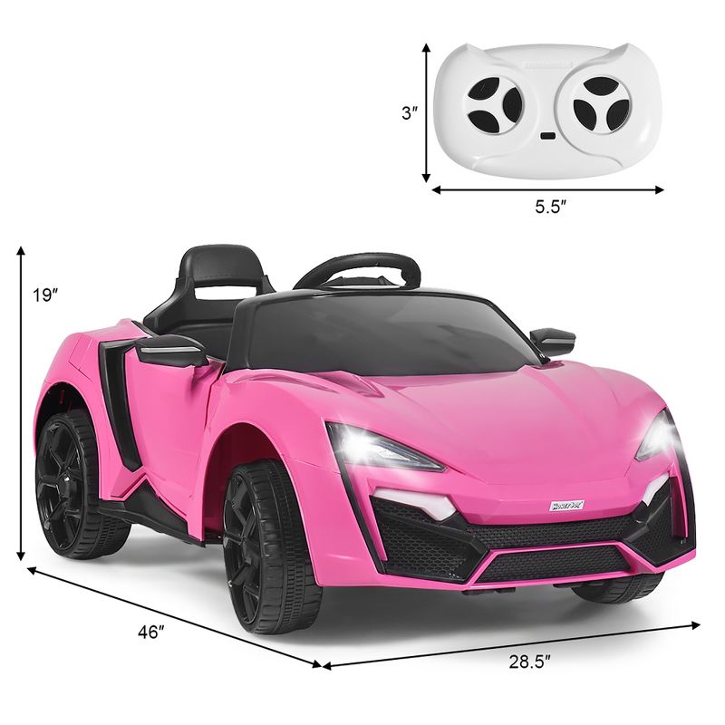 Costway 12V Kids Ride On Car 2.4G RC Electric Vehicle w/ Lights MP3 Openable Doors White\Black\ Red\Pink, 3 of 11