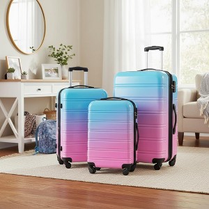 Merax 3-Piece Gradient Hardside Luggage Set with TSA Lock & Spinner Wheels - 1 of 4