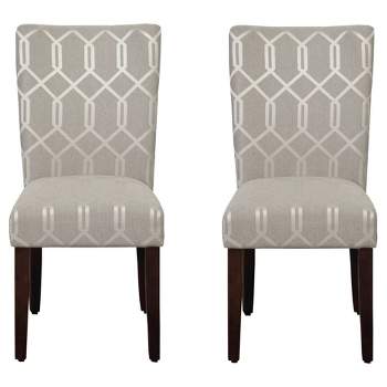 Set of 2 Parson Dining Chair Wood/Gray Lattice - HomePop