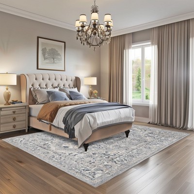 Gena Light Gray 9' x 12' Synthetic Medallion Area Rug