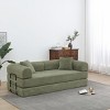 Convertible Sofa Couch with Cylindrical Pillows, Corduroy Folding Floor Sofa with Fixed-Shape Frame for Living Room-Maison Boucle - 2 of 4