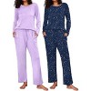 Ekouaer 2 Pack Women's Pajama Set Long Sleeve Top with Jogger Pants Lounge Sets Sleepwear Loungewear with Pockets - 2 of 4