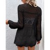Women's Crochet Cardigan Long Sleeve Tie Front Hollow Out Thin Cardigan - 2 of 3