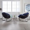 Modern Papasan Rocking Chair, Outdoor Rocker Recliner Chair with Metal Frame and Soft Tufted Cushion for Garden, Living Room – ModernLuxe - 4 of 4