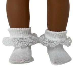 Doll  Clothes Superstore White Lace Trimmed Socks Compatible With 18 Inch Girl Dolls - 1 of 3