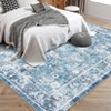 Washable Vintage Floral Area Rug,Boho Non-Slip Indoor Foldable Carpet,Stain Resistant Distressed Print Mat for Living Room/Bedroom/Kitchen/Dining Room - 3 of 4