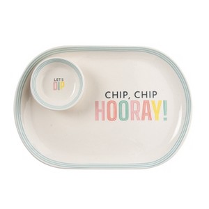 Totalee Gift Dip/Hooray Platter & Bowl Set of 2 Ceramic Blue - 1 of 2