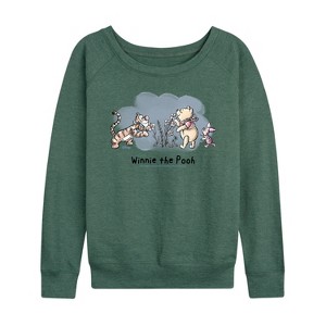 Women's - Winnie the Pooh - Friends Group Lightweight French Terry Wide Neck Long Sleeve Shirt - 1 of 4