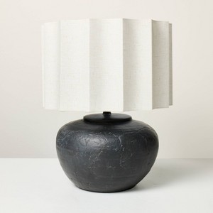 Oversized Ceramic with Fluted Shade Table Lamp Black/White - Hearth & Hand™ with Magnolia - 1 of 4