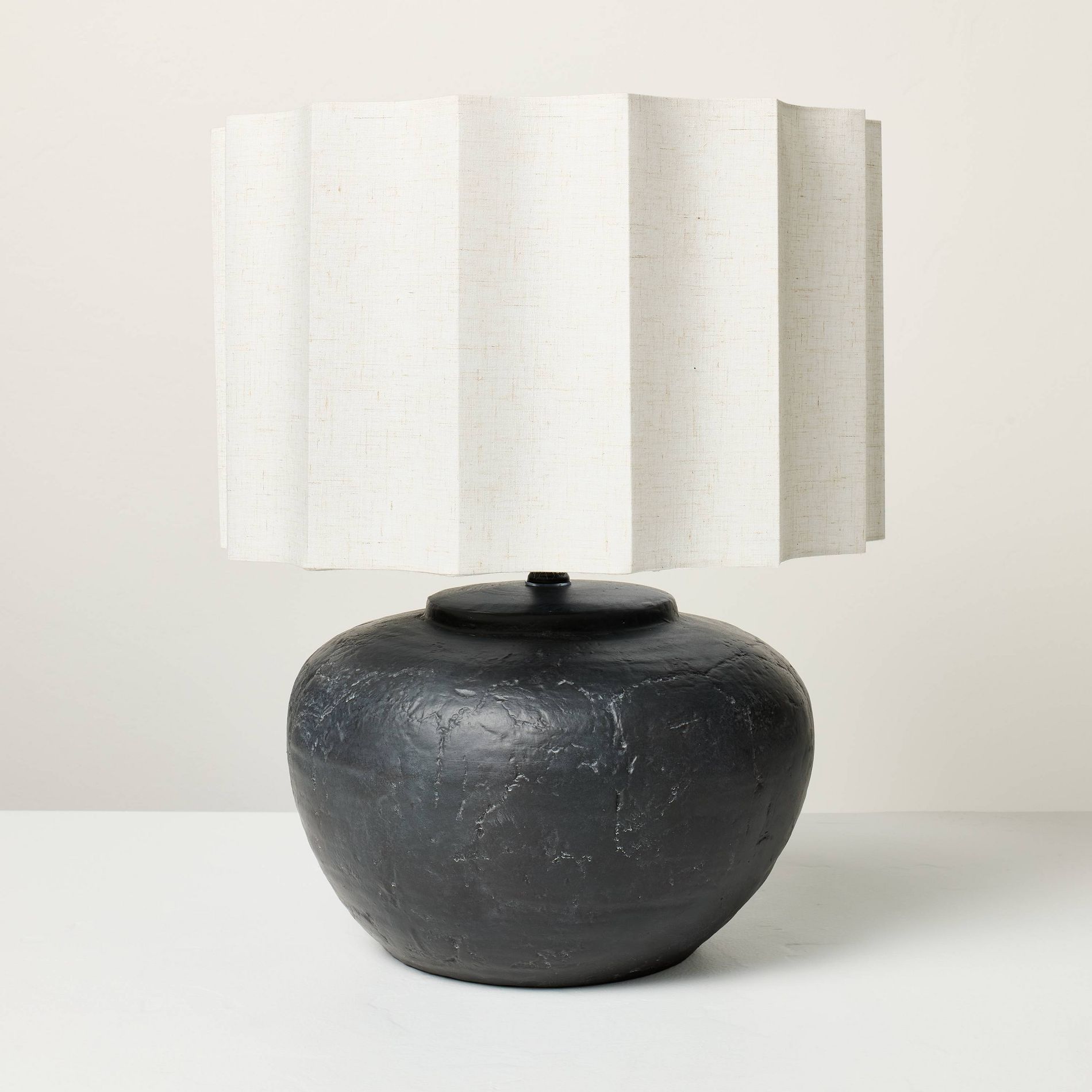 Oversized Ceramic with Fluted Shade Table Lamp Black/White - Hearth & Hand™ with Magnolia