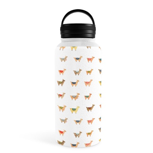 Dash and Ash Llama 32oz Water Bottle with Handle Lid - Society6