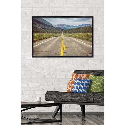 Black Framed Abstract Landscape Poster for Kids, 35.75" x 24.25"
