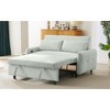 Okak Modern Pull-out Sofa Bed 57.48" Convertible Loveseat Sleeper Couch Futon with 2 Throw Pillows & USB Ports for Living Room, Light Blue - 2 of 4