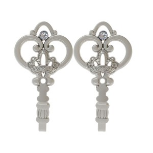 Unique Bargains Curtain Holdbacks Mini Crown Hooks Zinc Alloy 3.74"x2.36" 1Pair - 1 of 4