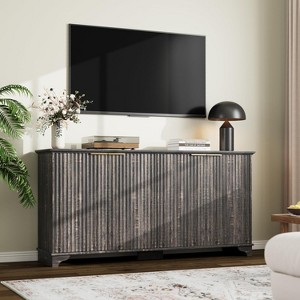 Sideboard Buffet Cabinet with 4 Fluted Doors, Farmhouse Kitchen Cupboard Storage with Adjustable Shelves, Modern Coffee Bar Cabinet for Dining Room - 1 of 4