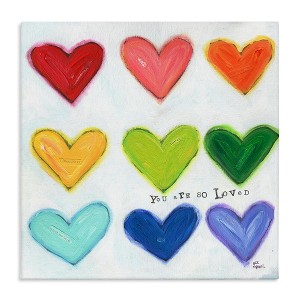 Stupell Industries You Are So Loved Rainbow Hearts, 17" x 17" - 1 of 4