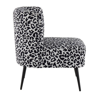 Contemporary Black Slipper Chair with Leopard Fabric