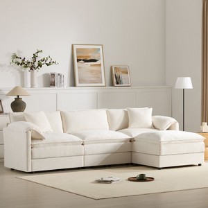 CAVINAS 103"Modular Sectional Sofa with 4 Seats,L-shaped Cloud Couch for Living Room,Oversized Couch with Double Cushions,Cream - 1 of 4