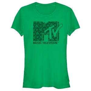 Juniors Womens MTV St. Patrick's Day Shamrock Fill Logo T-Shirt - 1 of 4