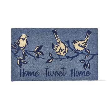tagltd 1'6"x2'6" Home Tweet Home Sentiment with Birds Rectangle Indoor and Outdoor Coir Door Welcome Mat Blue